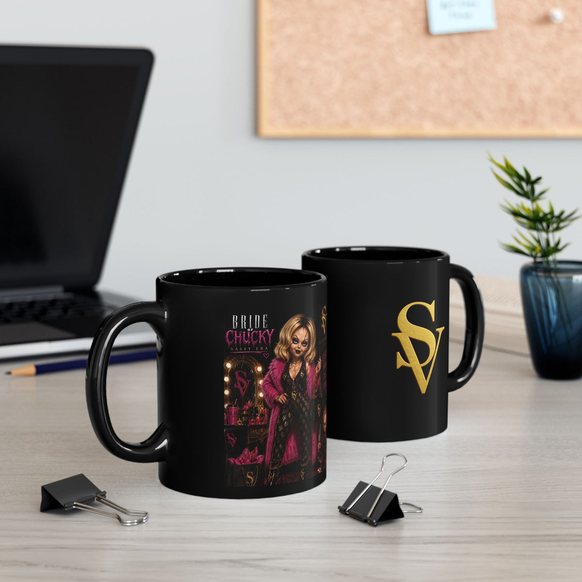 SV Logo Black Mug — Gothic Horror Character Coffee Cup (11oz & 15oz)
