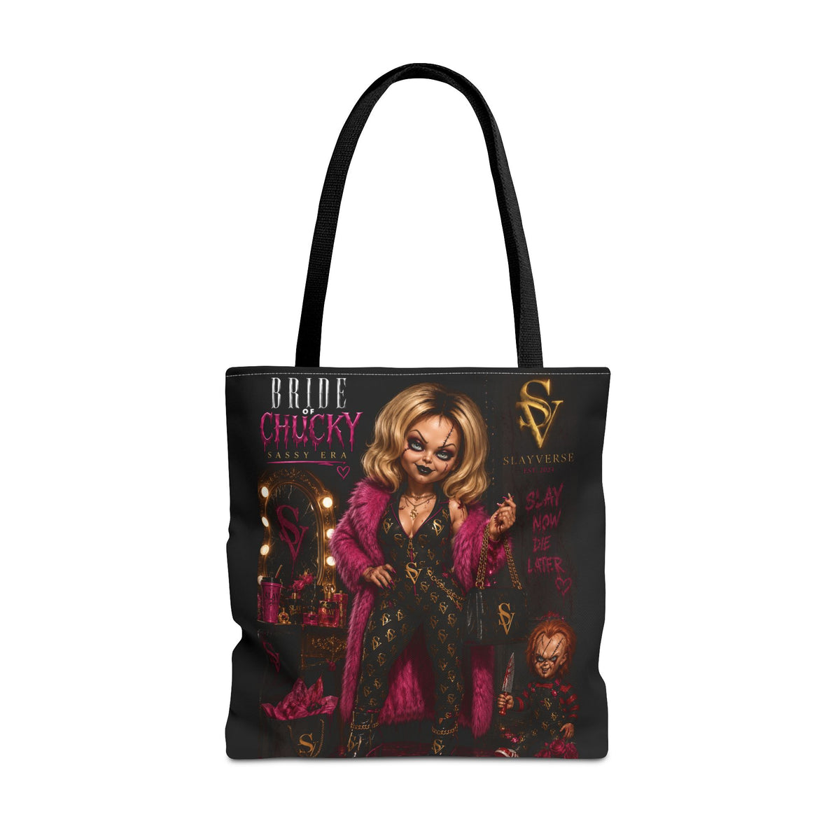 SlayVerse™ Bride of Chucky – Sassy Era All-Over Print Tote Bag