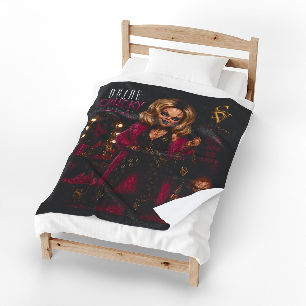 Bride of Chucky Sassy Era Plush Throw Blanket | SlayVerse™ Luxury Horror Collection