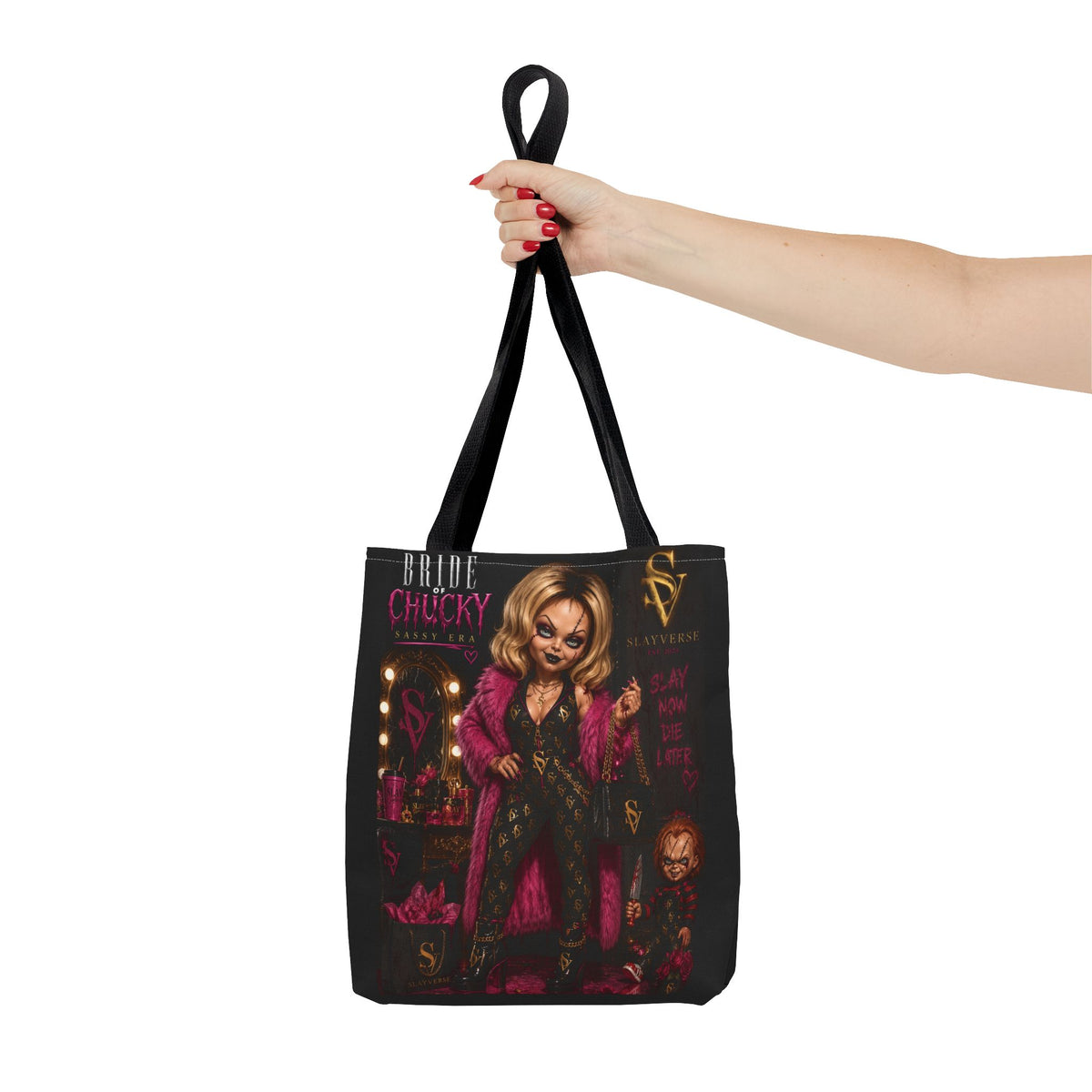 SlayVerse™ Bride of Chucky – Sassy Era All-Over Print Tote Bag