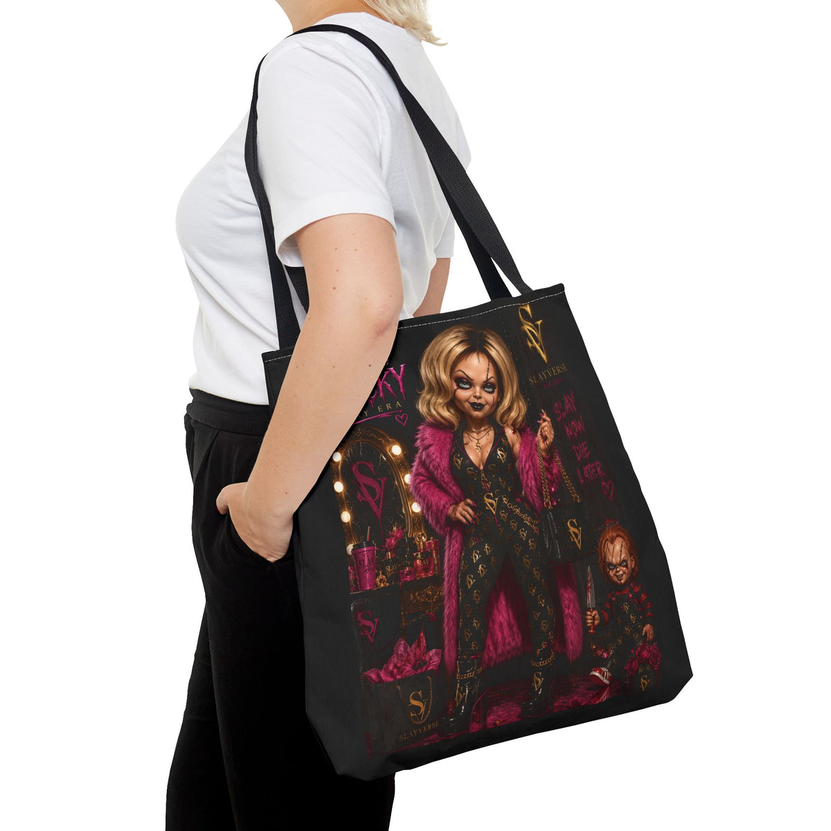 SlayVerse™ Bride of Chucky – Sassy Era All-Over Print Tote Bag