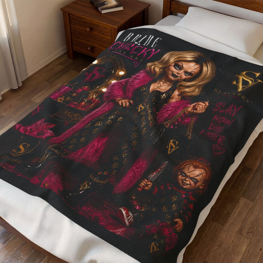 Bride of Chucky Sassy Era Plush Throw Blanket | SlayVerse™ Luxury Horror Collection